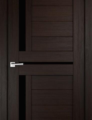 Дверное полотно Экошпон ДУПЛЕКС 3 900х2000 цвет Венге стекло Лакобель черное