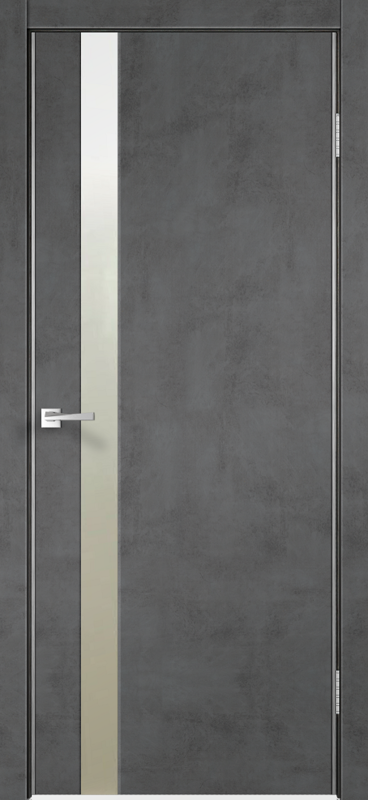 Дверное полотно Экошпон ТЕХНО Z1 600х2000 цвет Муар темно-серый зеркало Матированное