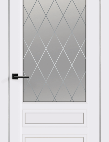 Дверное полотно Эмаль СКАНДИ 3V 600х2000 цвет Белый стекло РОМБ светлый