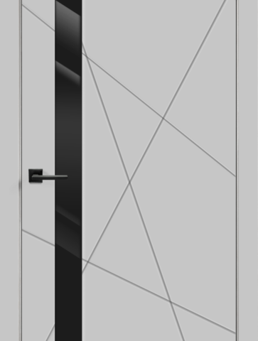 Дверное полотно Эмаль СКАНДИ S Z1 600х2000 цвет Светло-серый стекло Лакобель черное
