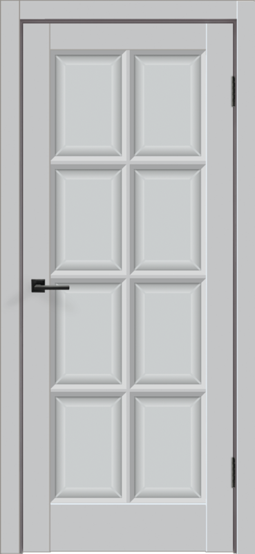 Дверное полотно Эмаль СКАНДИ 4V 600х2000 цвет Светло-серый стекло Мателюкс, Английская решетка